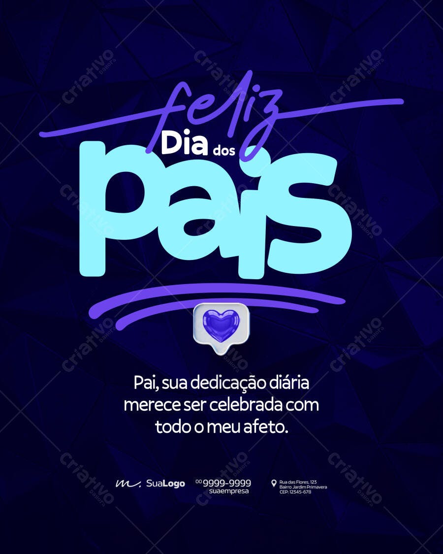 Post Instagram Dia dos Pais Agosto PSD Editável