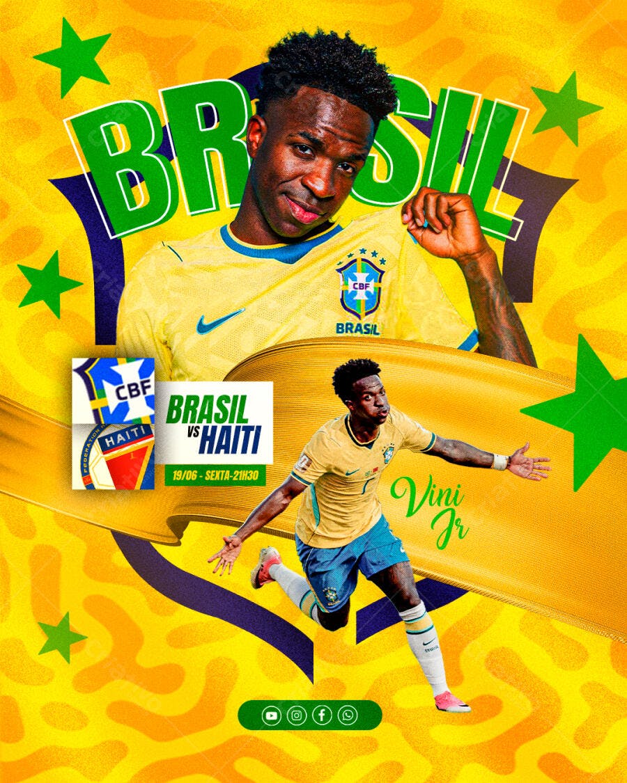 Post Instagram Copa do Mundo Jogo Brasil Haiti Futebol PSD Editável
