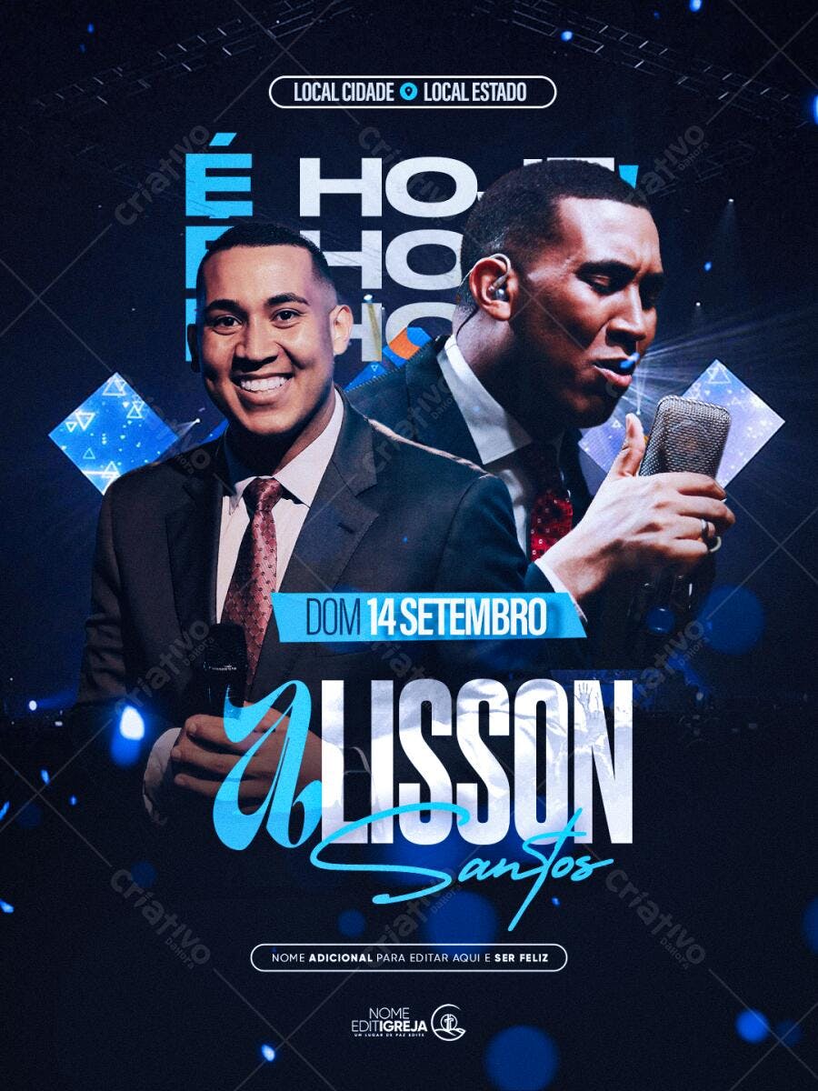 Flyer Evento Gospel Igreja Setembro PSD Editável