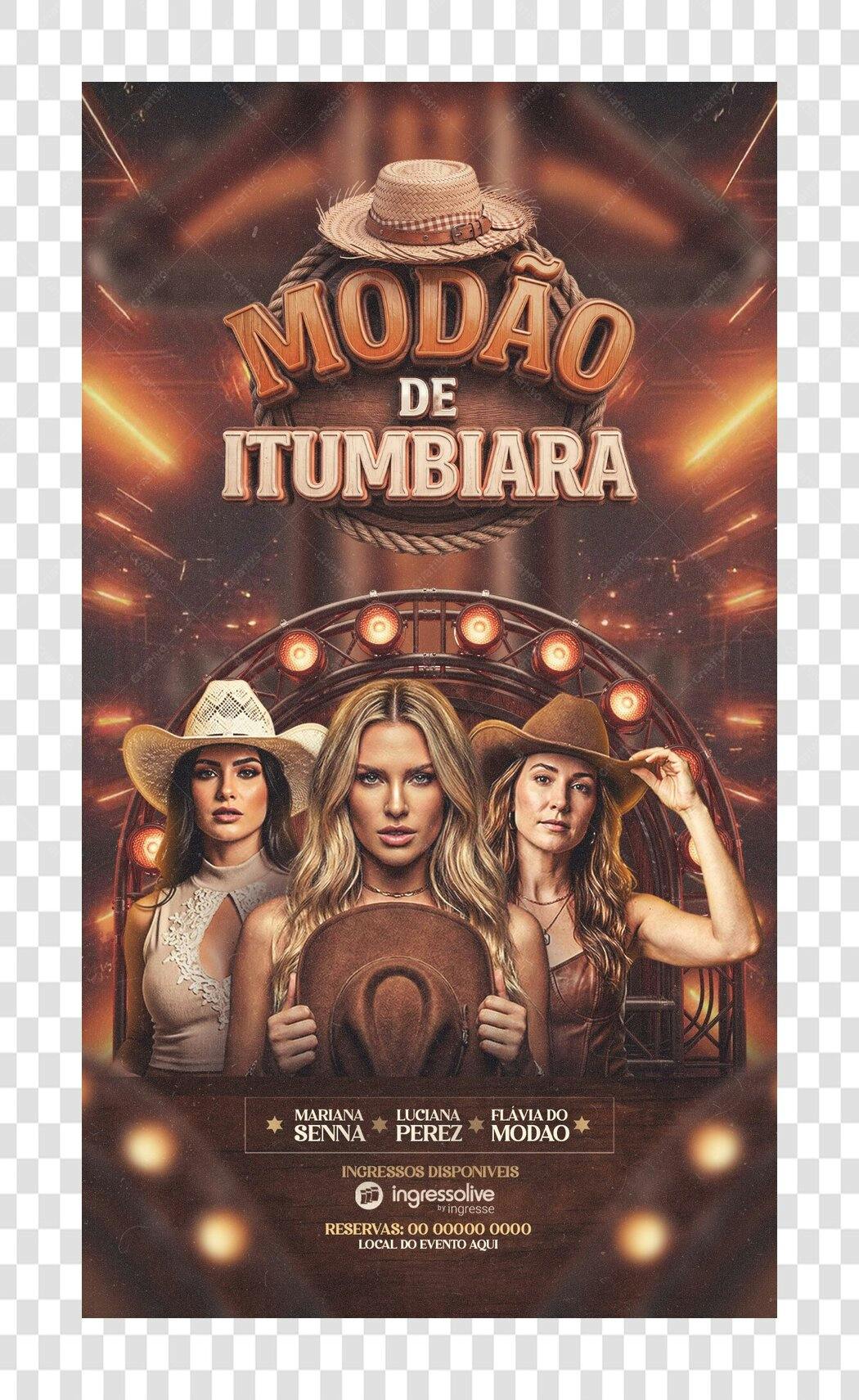 Flyer Modão de Itumbiara Sertanejo Feminino PSD Editável