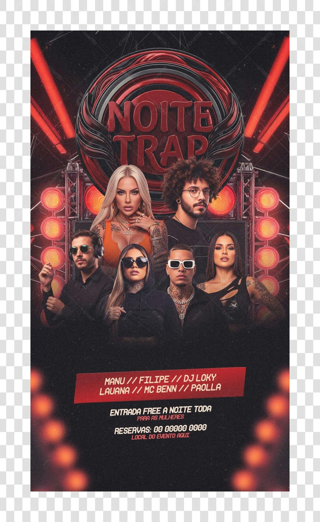 Flyer Noite Trap Evento Musical PSD Editável
