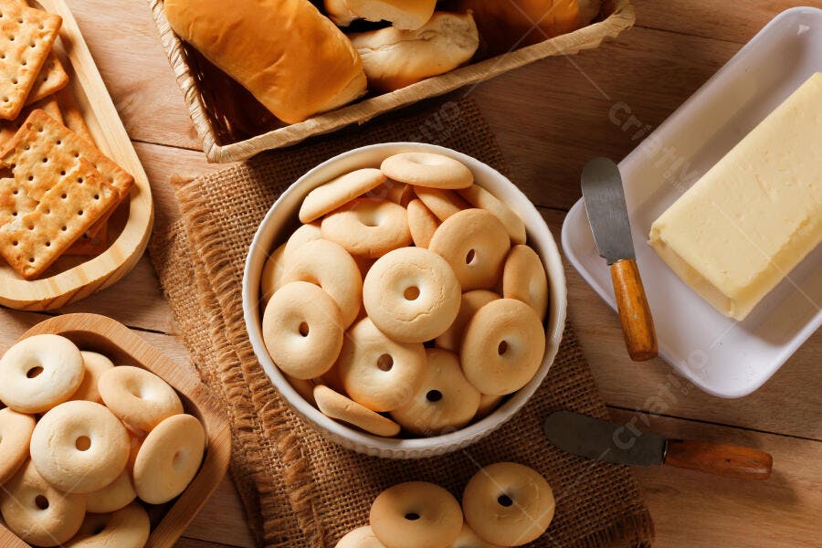 Foto Biscoito de Leite Nata Caseiro Manteiga Pão Café da Manhã