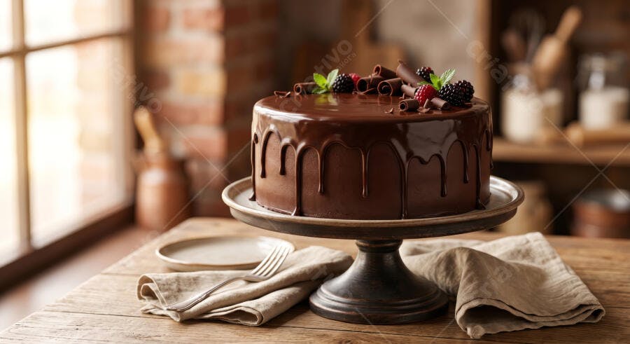 Foto Bolo de Chocolate com Frutas Vermelhas Confeitaria