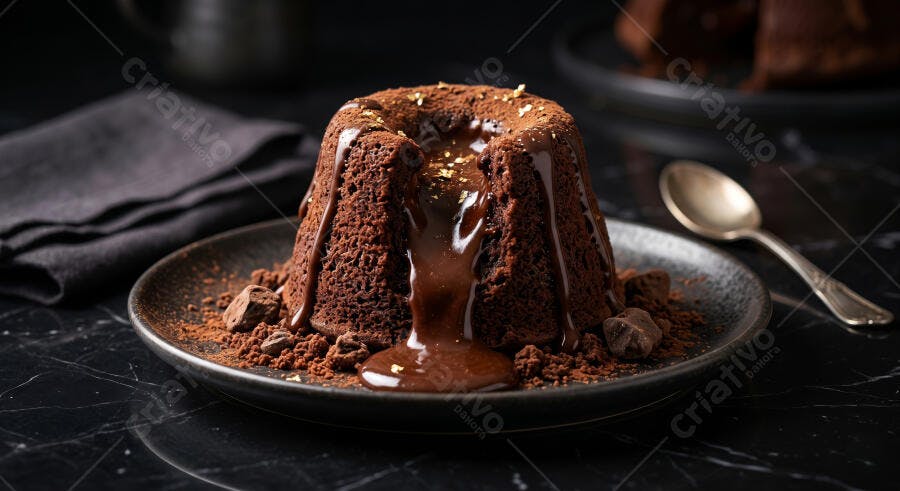 Foto Produto Petit Gateau Chocolate Derretido Studio Escuro