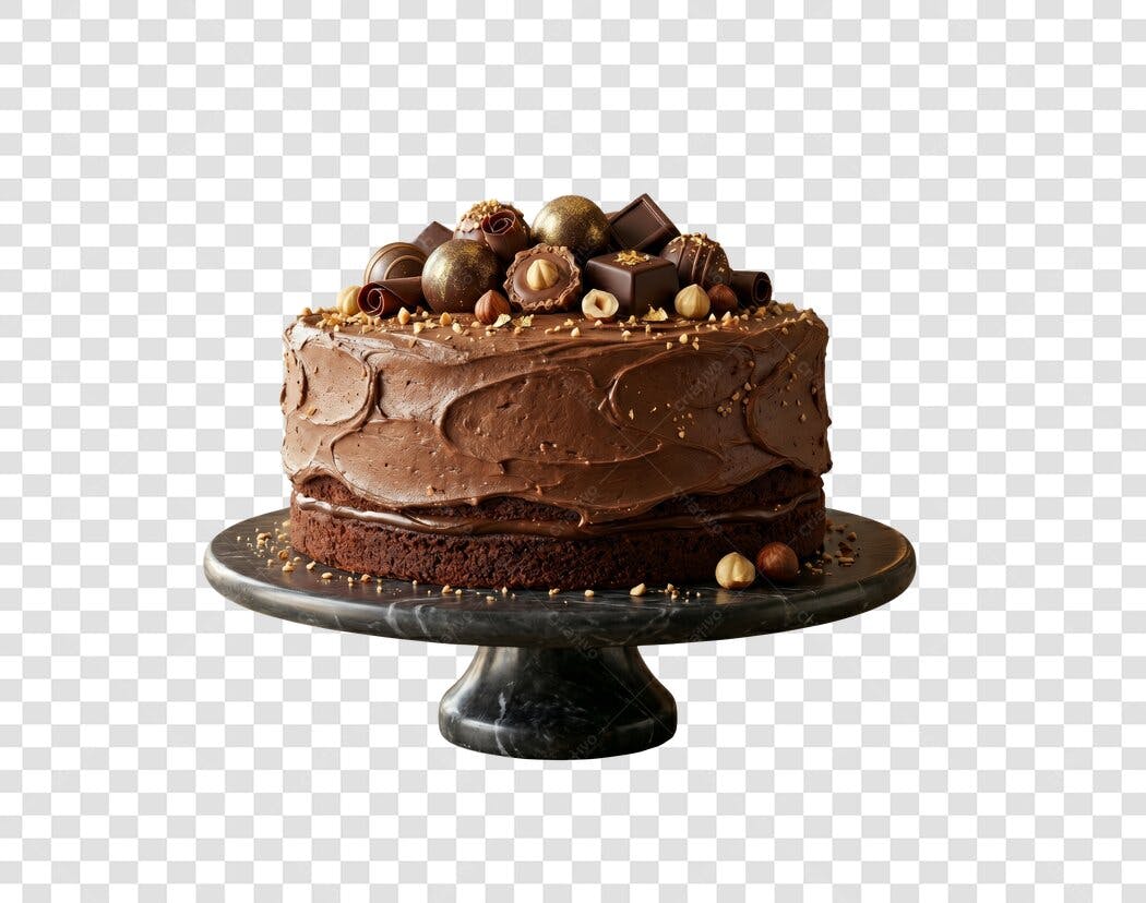 Foto Recortada Bolo de Chocolate com Bombons PNG Fundo Transparente