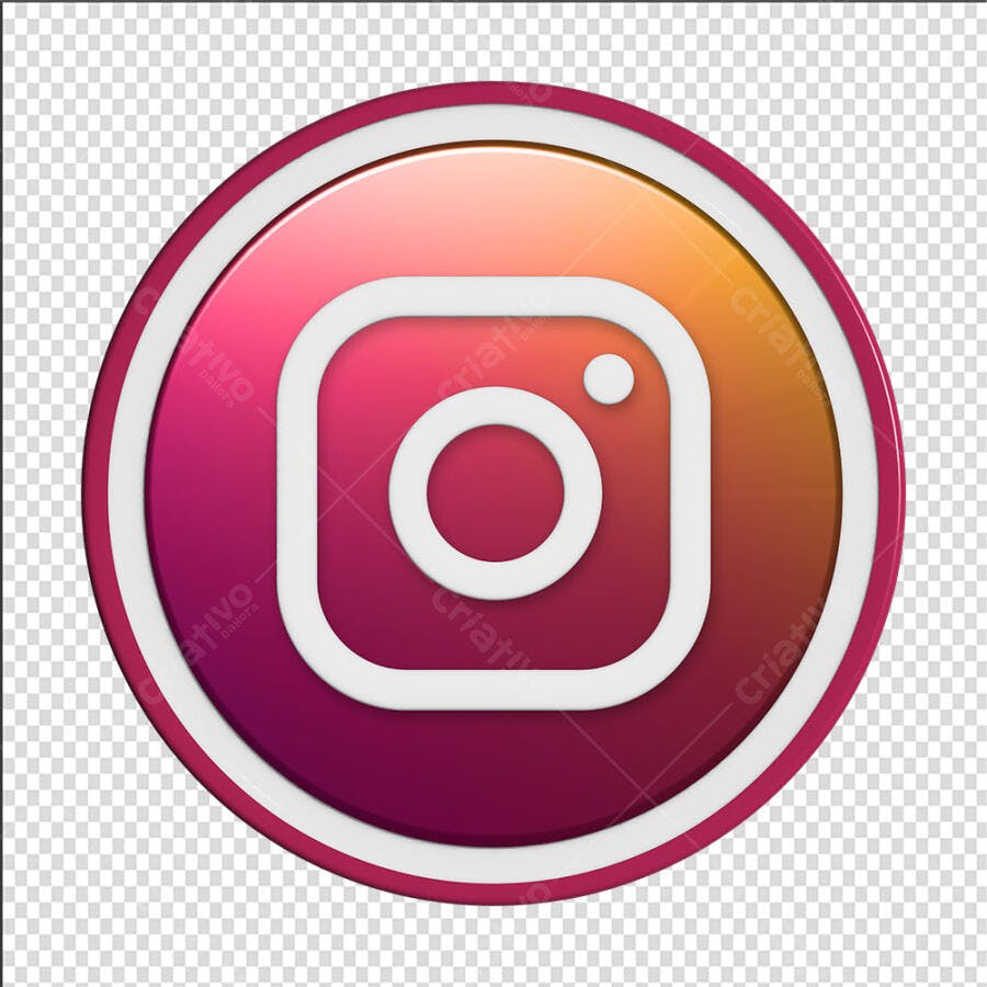 Logo Instagram 3D Gradiente Redondo PNG Fundo Transparente