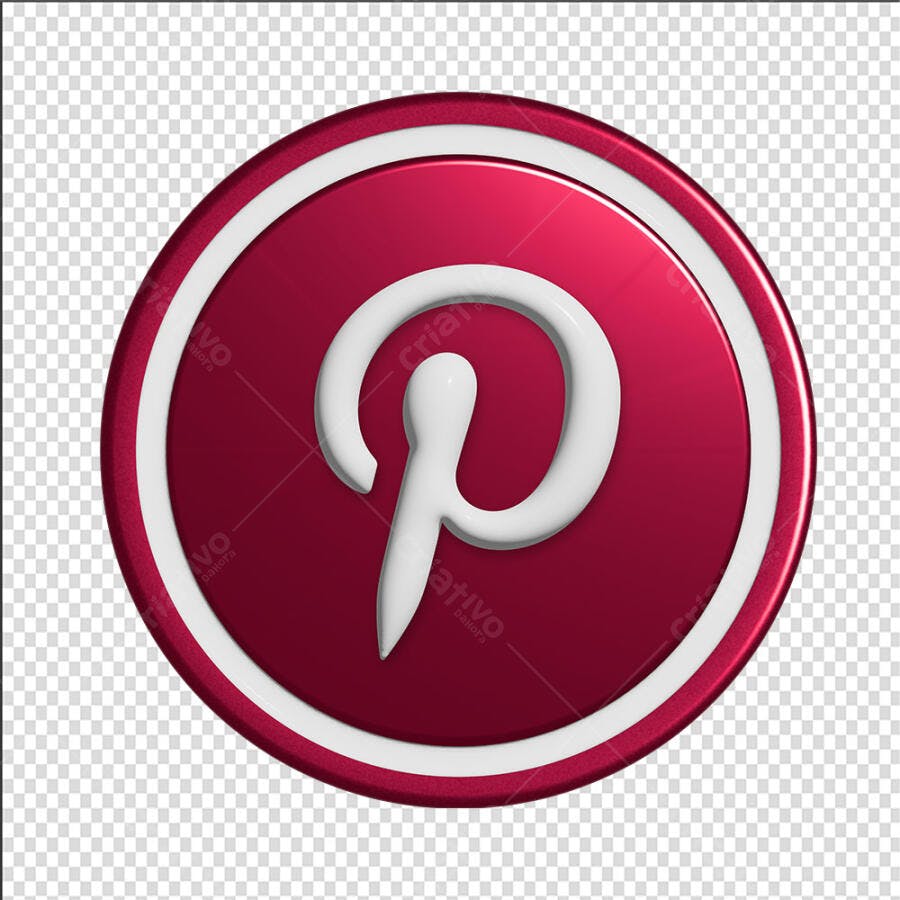 Logo Pinterest 3D Vermelho PNG Fundo Transparente