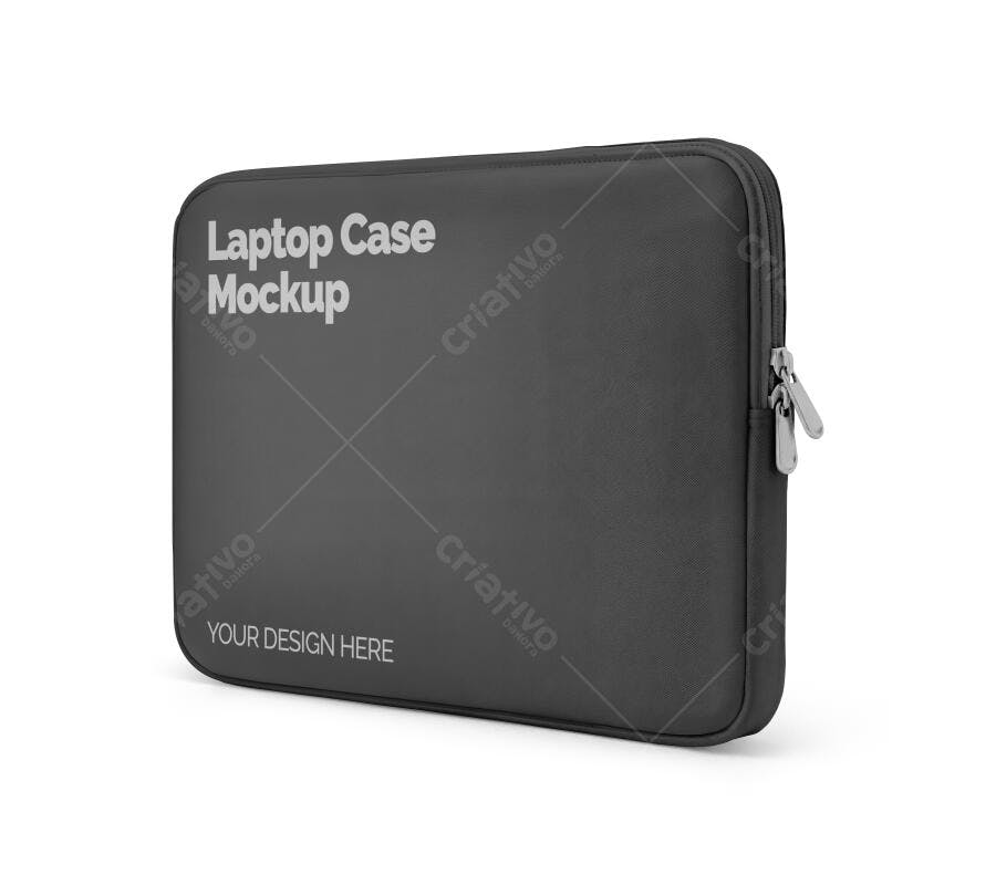 Mockup Capa Notebook Preta 3/4 Fundo Branco Editável