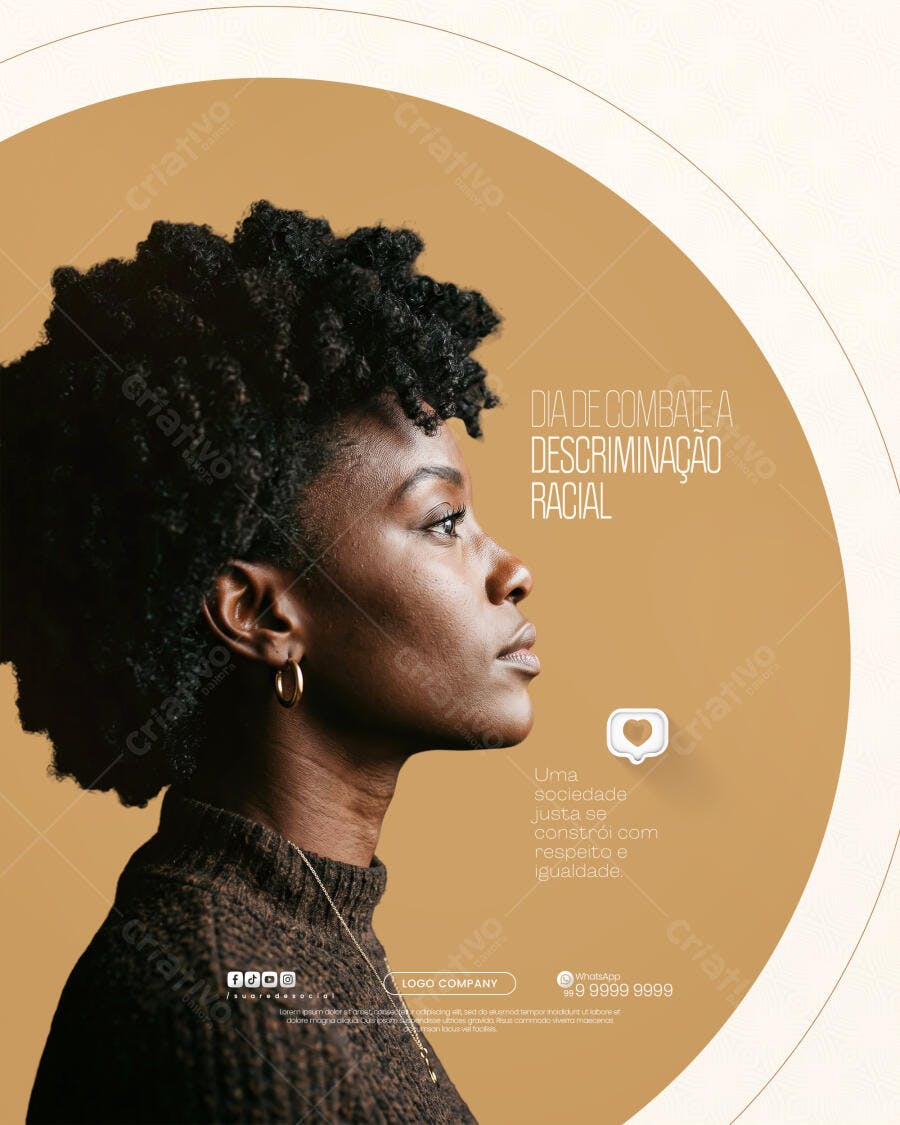 Post Instagram Dia Combate Discriminação Racial PSD Editável