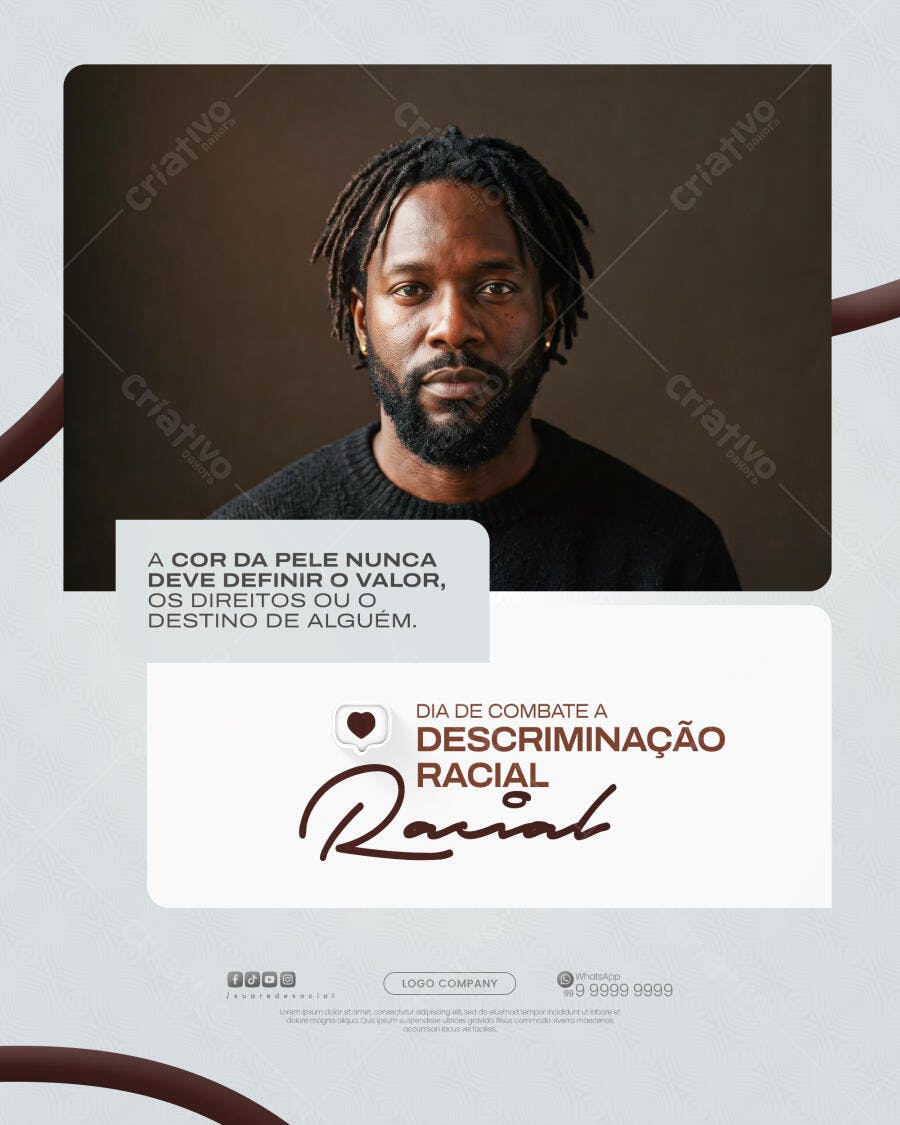 Post Instagram Dia Combate Discriminação Racial PSD Editável