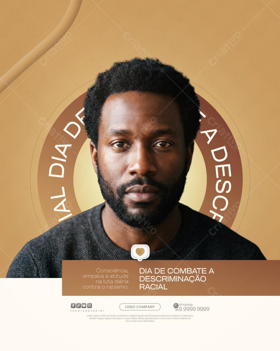 Post Instagram Dia Combate Discriminação Racial PSD Editável