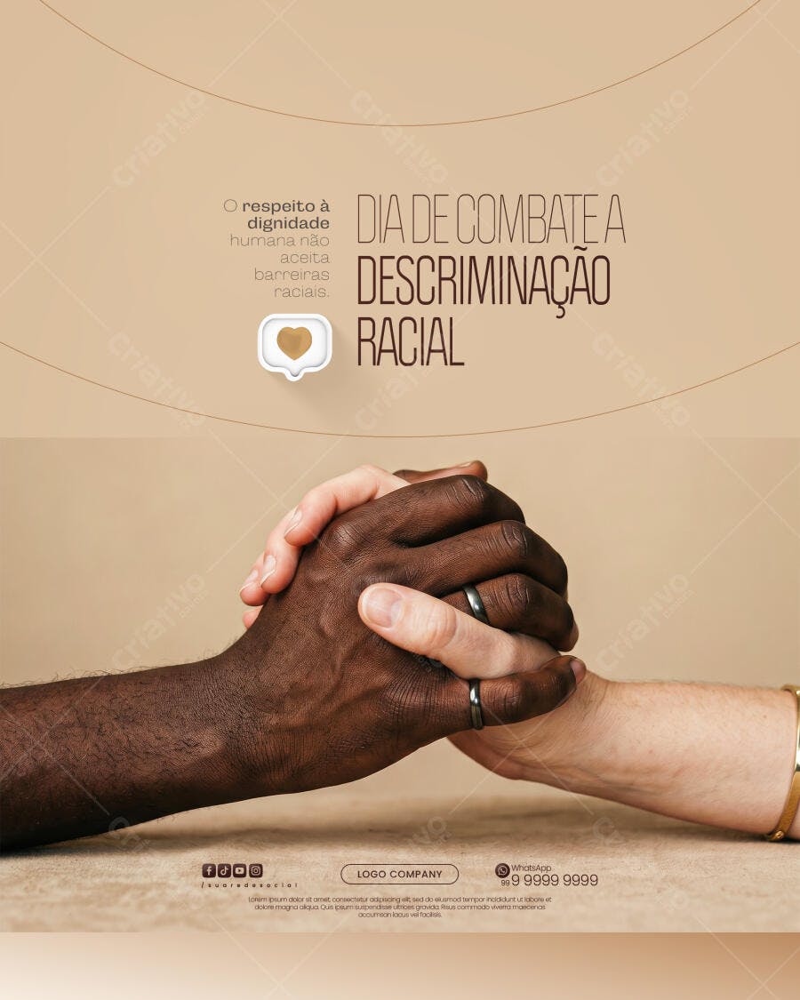 Post Instagram Dia de Combate à Discriminação Racial PSD Editável
