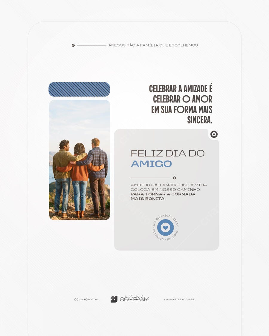 Post Instagram Dia do Amigo Julho PSD Editável