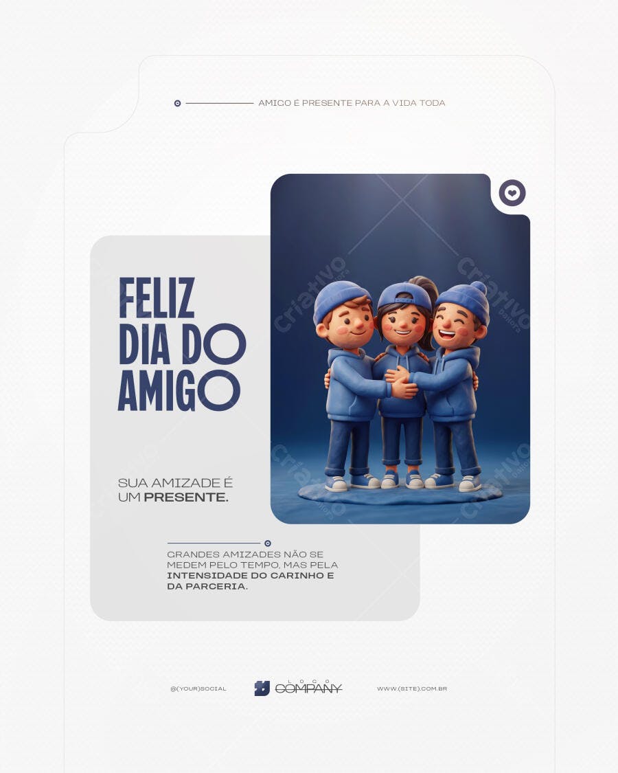 Post Instagram Dia do Amigo Julho PSD Editável