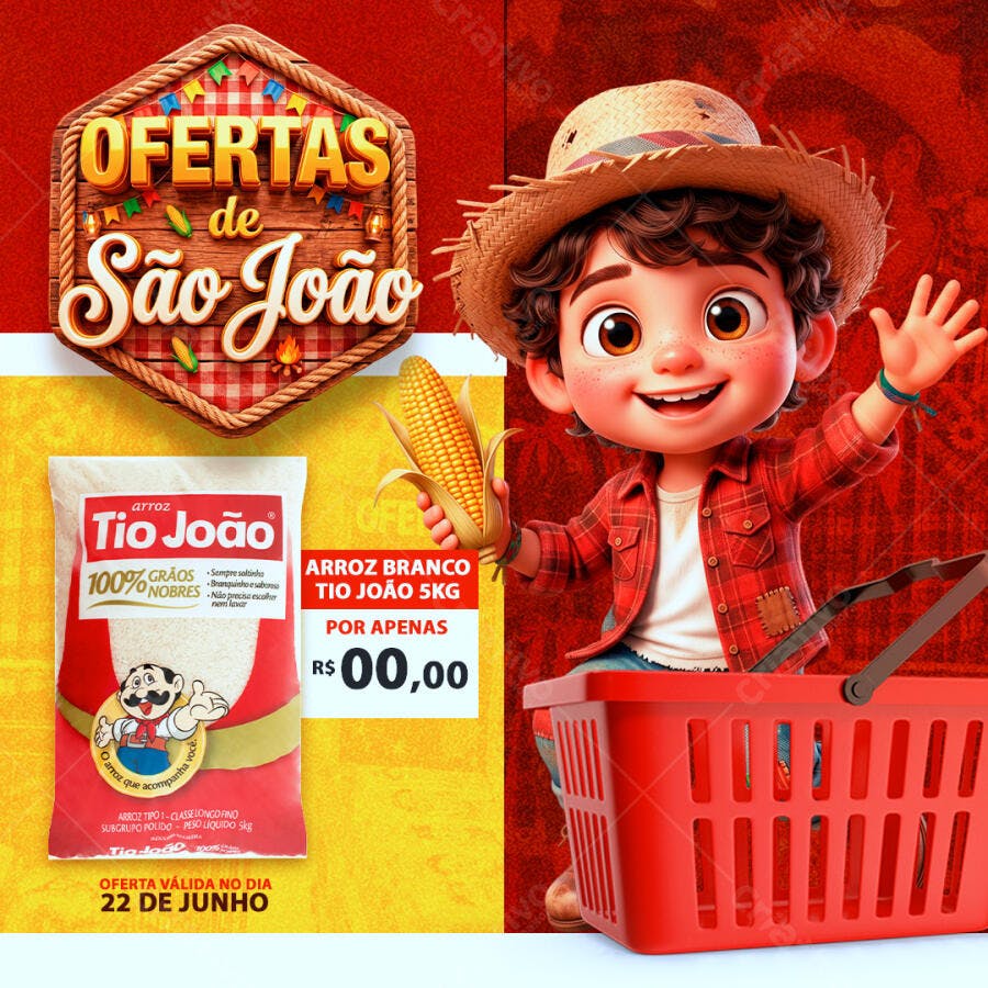 Post Instagram Ofertas São João Supermercado PSD Editável