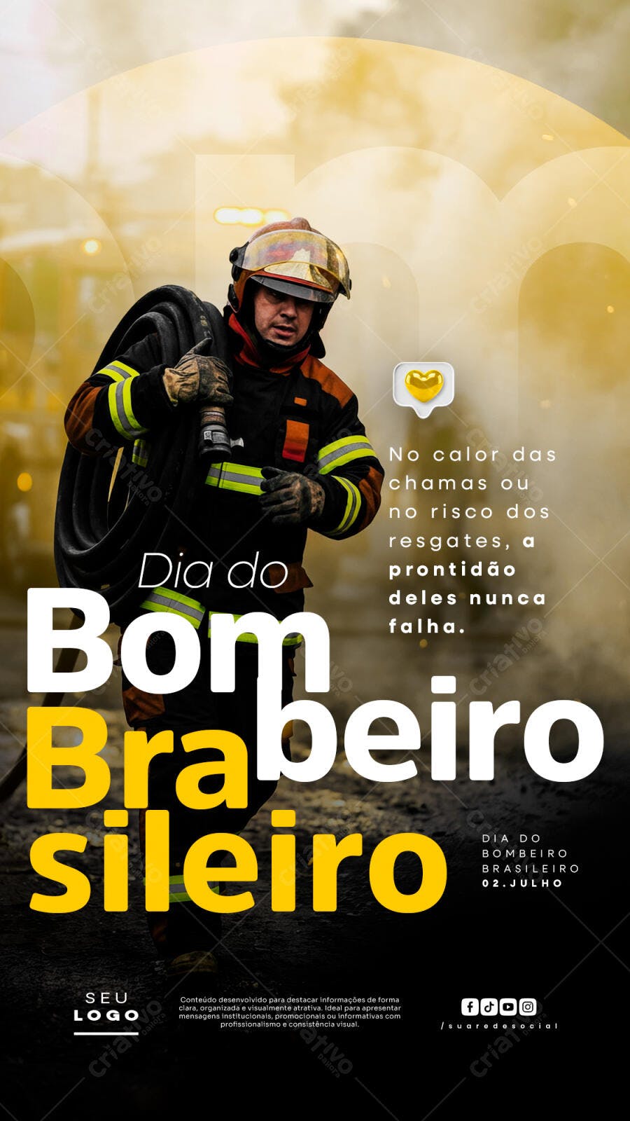 Story Dia do Bombeiro Brasileiro 02 de Julho PSD Editável