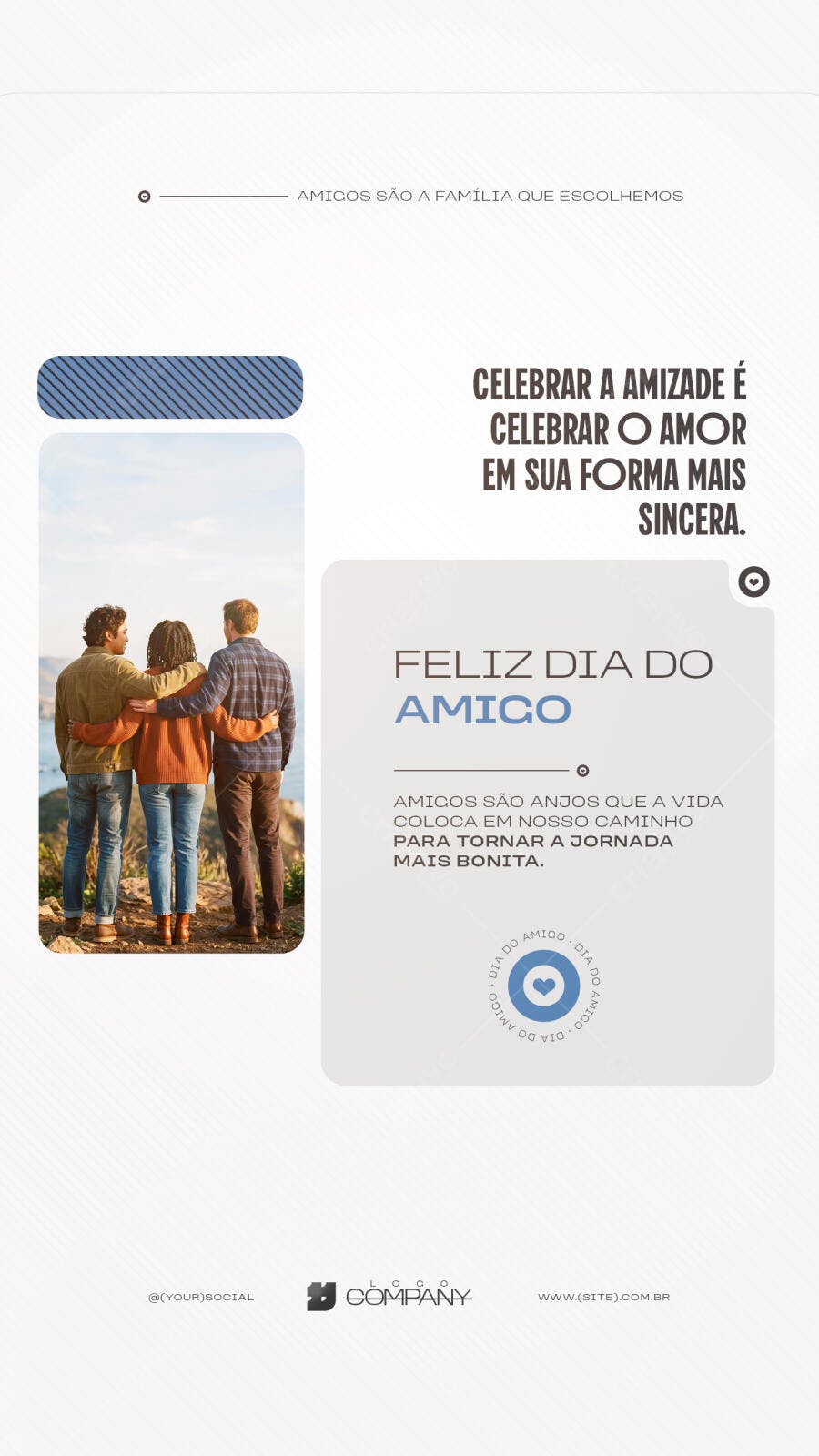 Story Instagram Dia do Amigo Julho PSD Editável