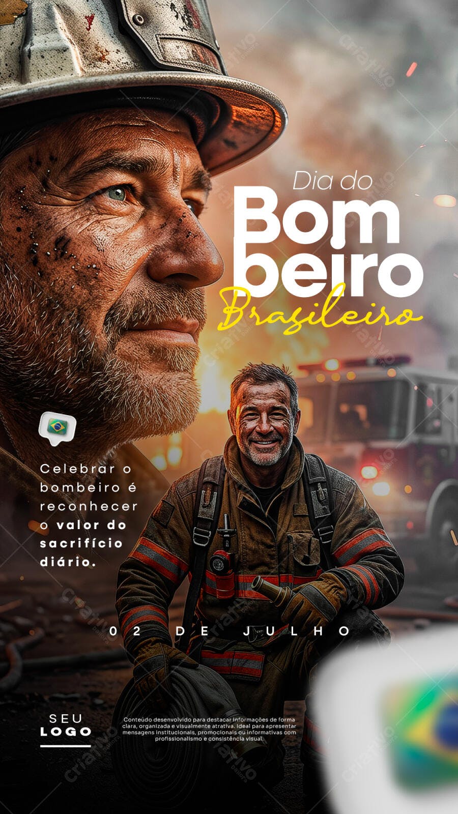 Story Instagram Dia do Bombeiro 02 de Julho PSD Editável