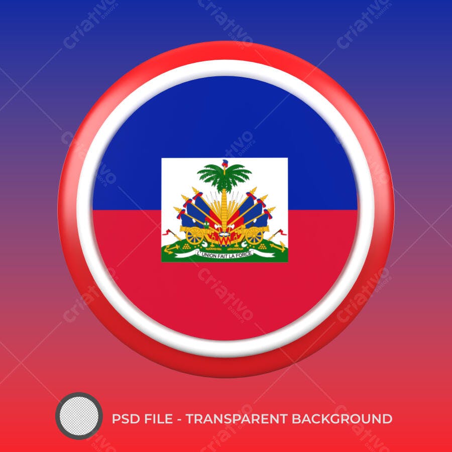 Bandeira Haiti Ícone Redondo 3D PSD Editável