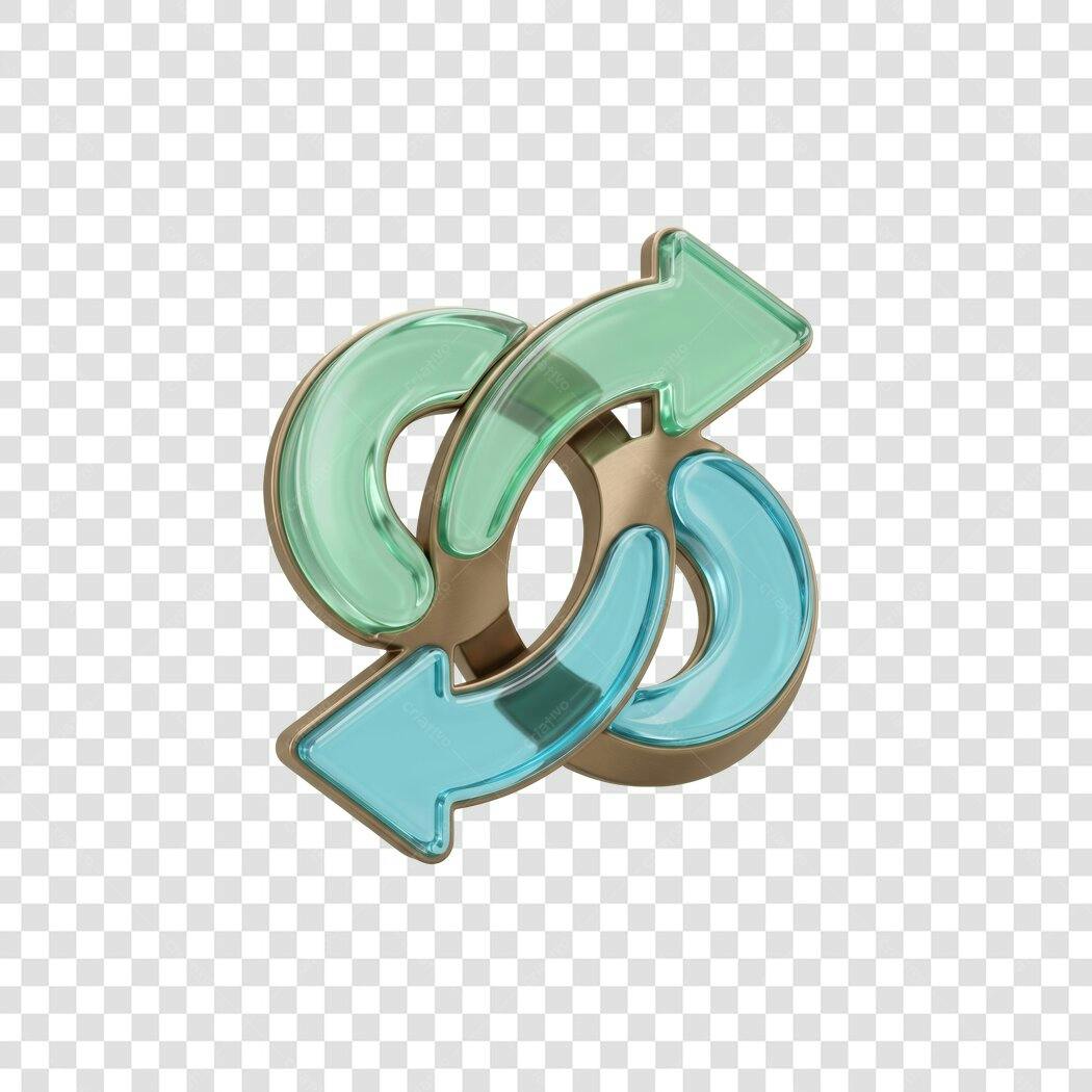 Elemento 3D Setas Reciclar Ciclo Verde Azul PNG Fundo Transparente