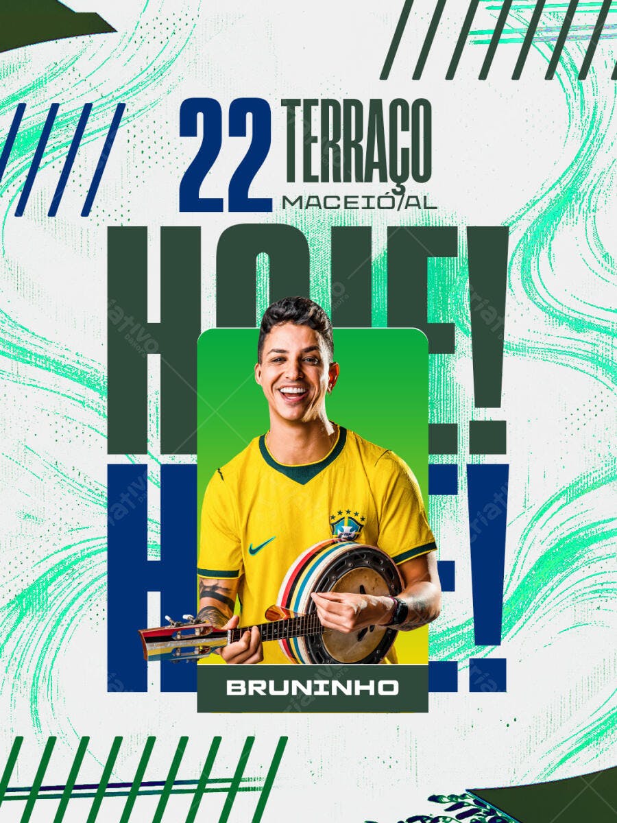 Flyer Evento Musical Brasil Copa PSD Editável
