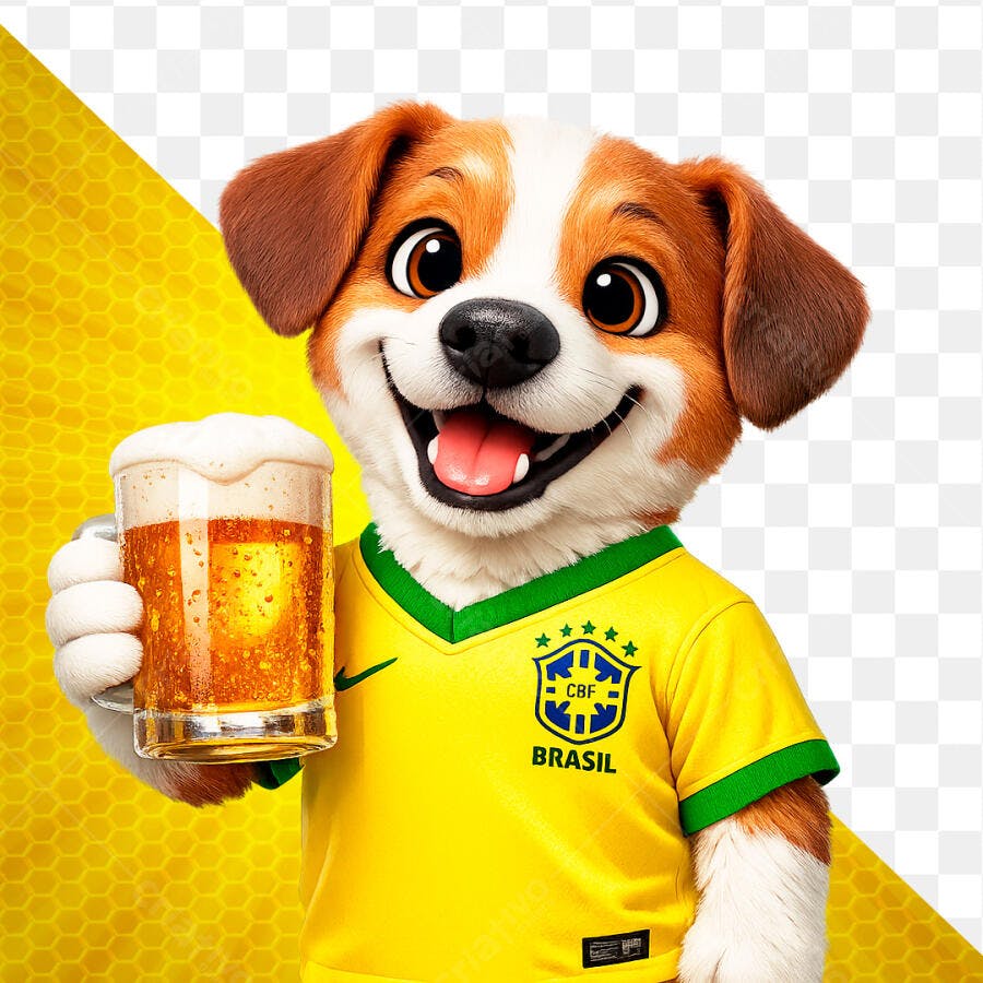 Mascote Copa do Mundo Brasil Cerveja PSD Editável