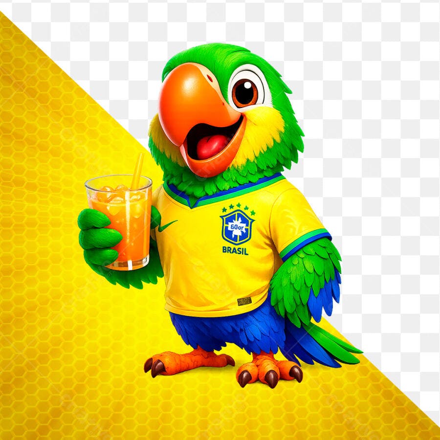 Mascote Papagaio Brasil Camisa Seleção PSD Editável