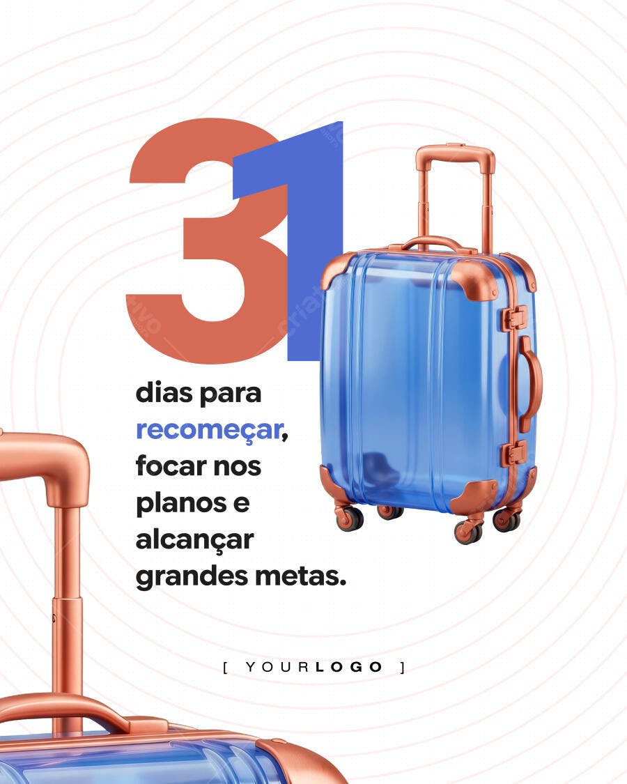 Post Instagram Ano Novo Viagem Metas PSD Editável