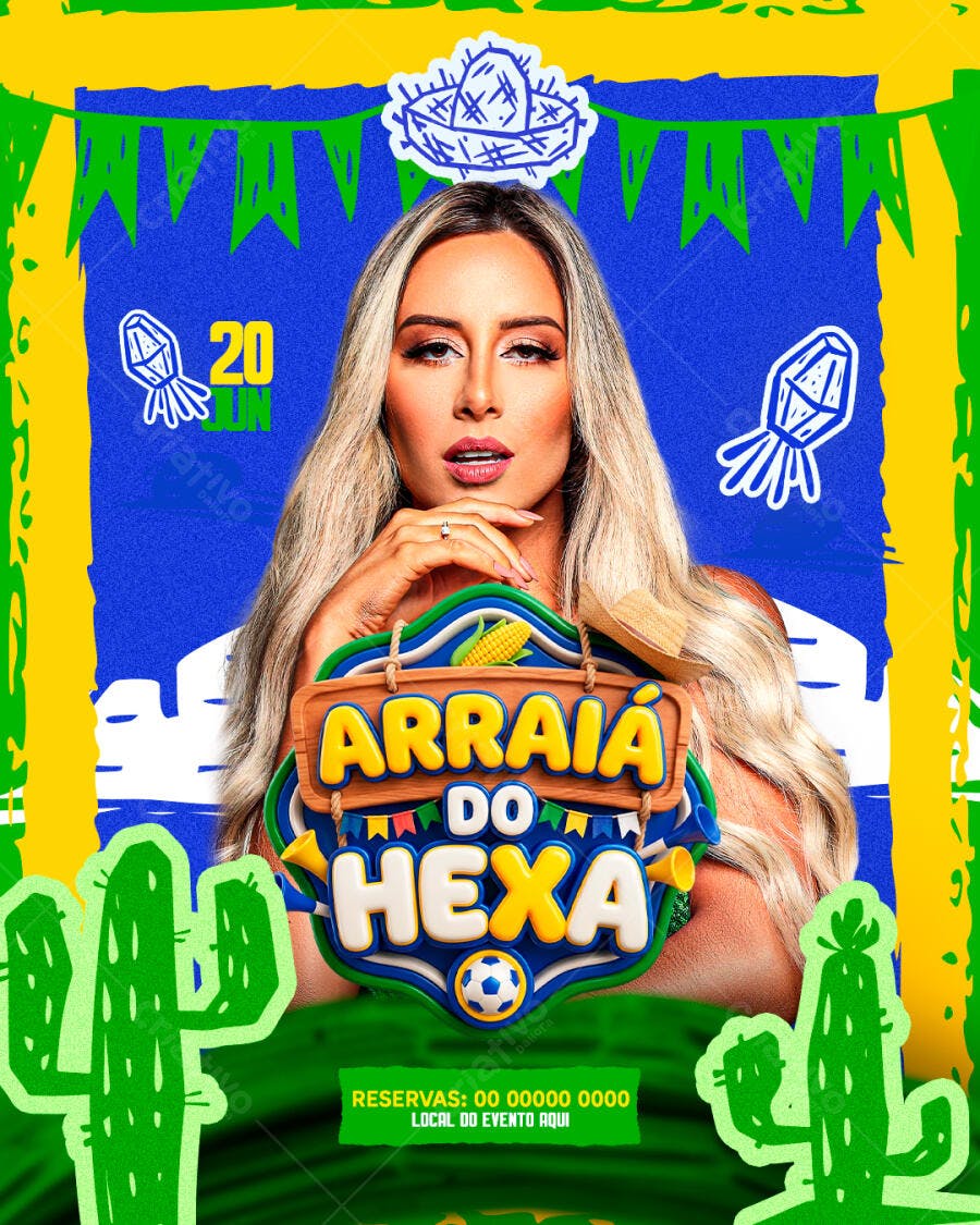 Post Instagram Arraiá do Hexa Festa Junina PSD Editável
