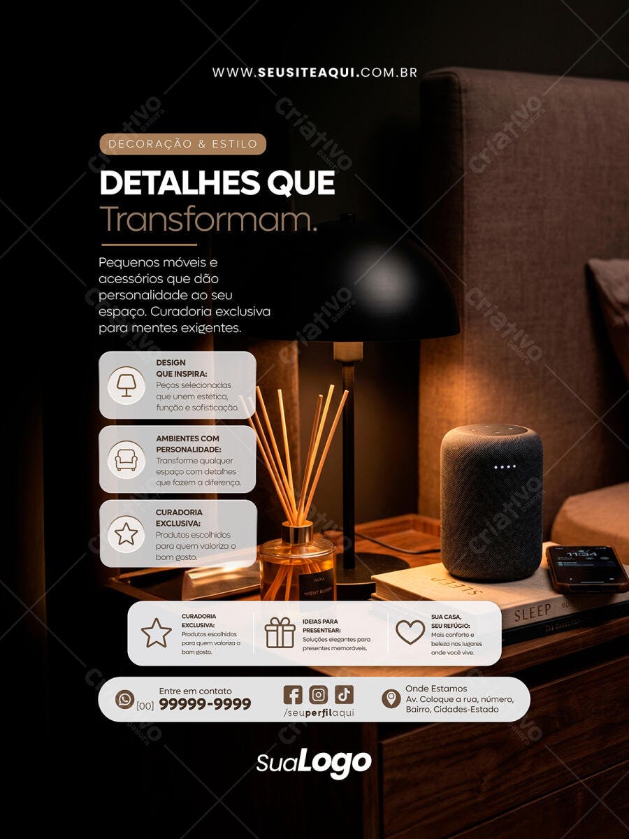 Post Instagram Decoração e Estilo Interiores PSD Editável