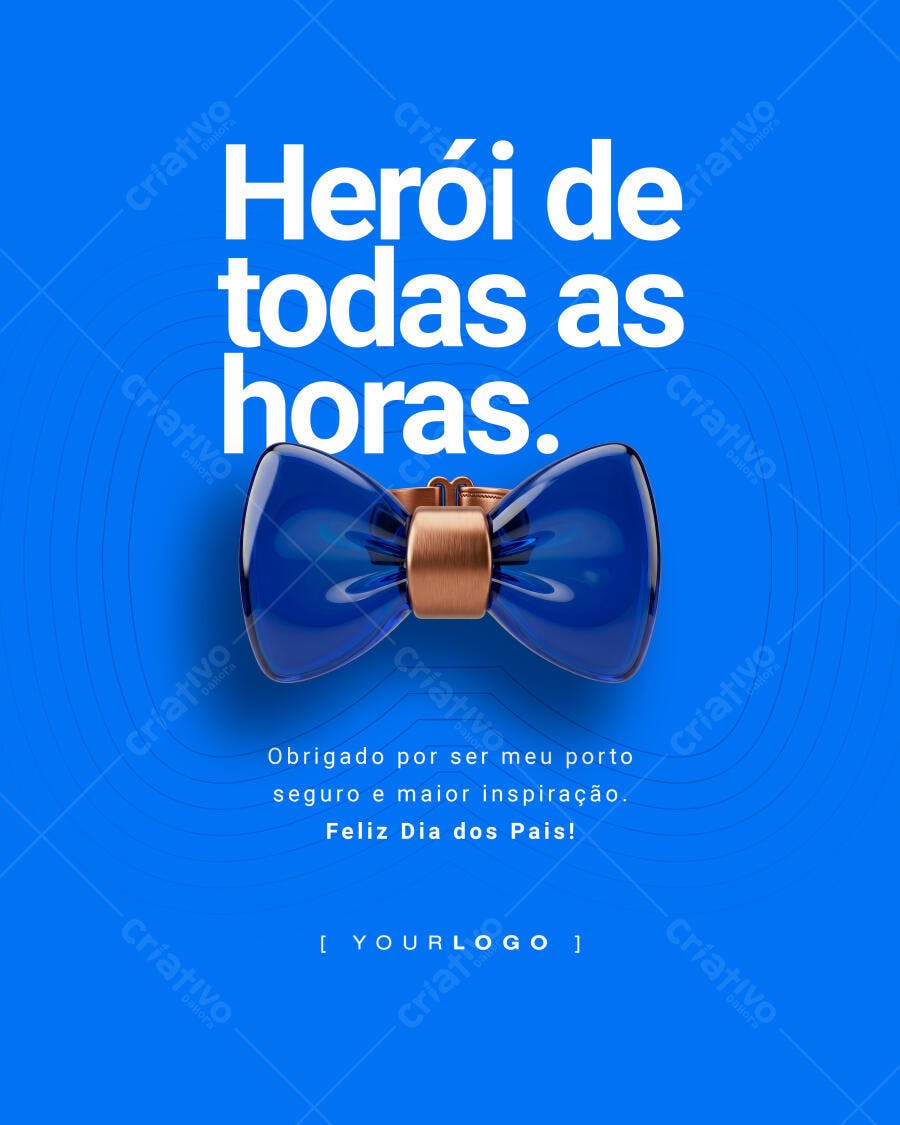 Post Instagram Dia dos Pais Laço Azul PSD Editável