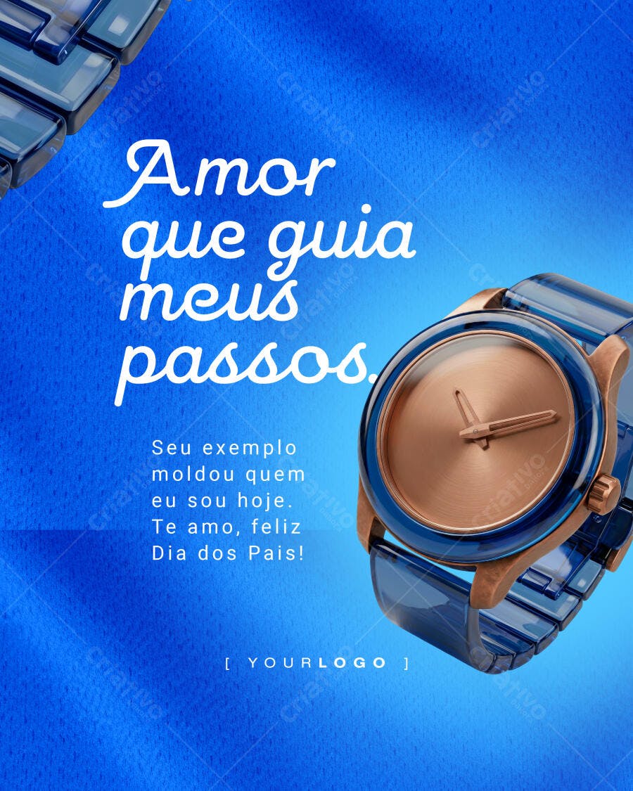 Post Instagram Dia dos Pais Relógio Azul PSD Editável