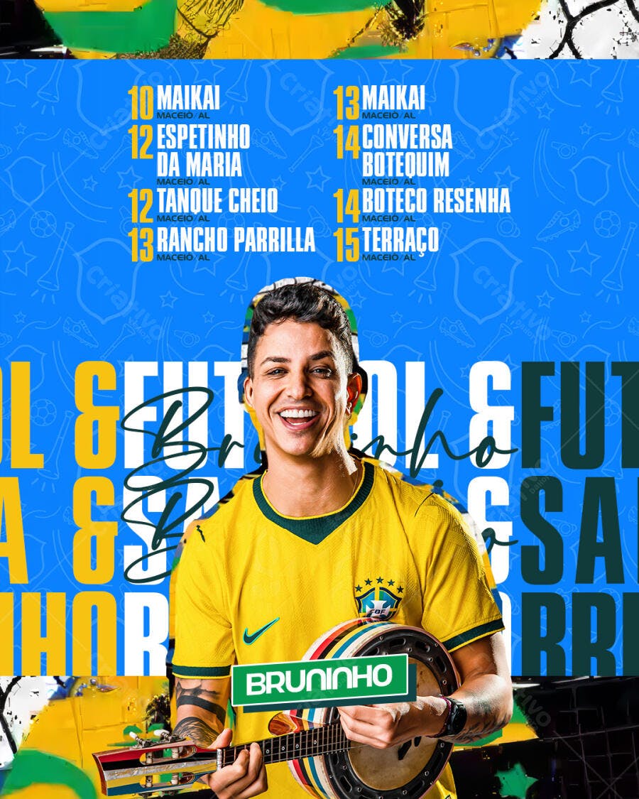 Post Instagram Futebol Copa do Mundo Bruninho PSD Editável