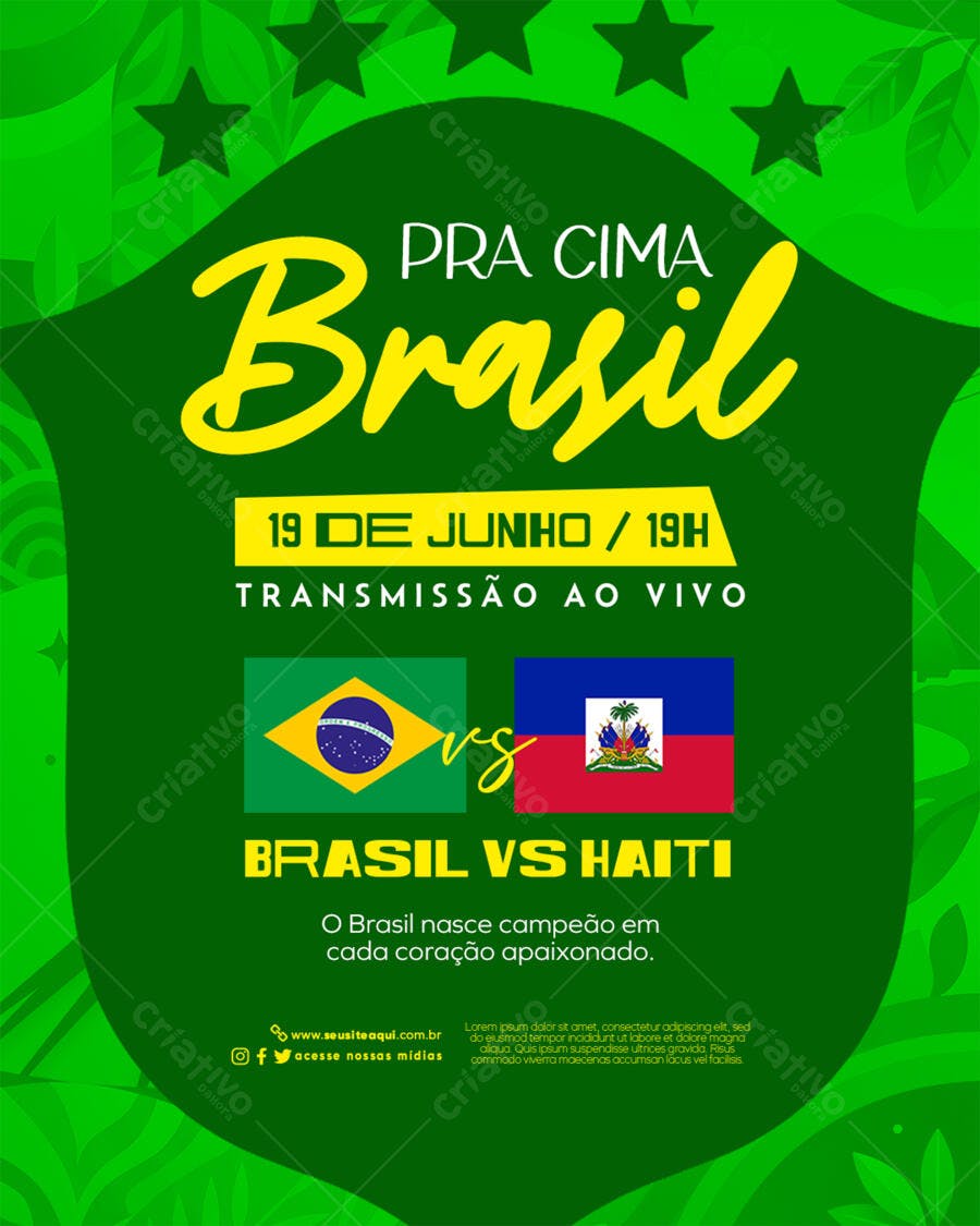 Post Instagram Jogo Brasil Futebol Copa PSD Editável