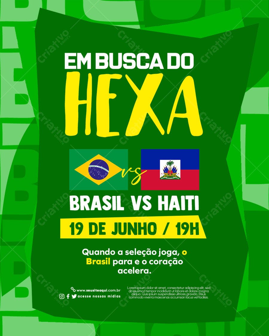 Post Instagram Jogo Brasil Haiti Copa Junho PSD Editável