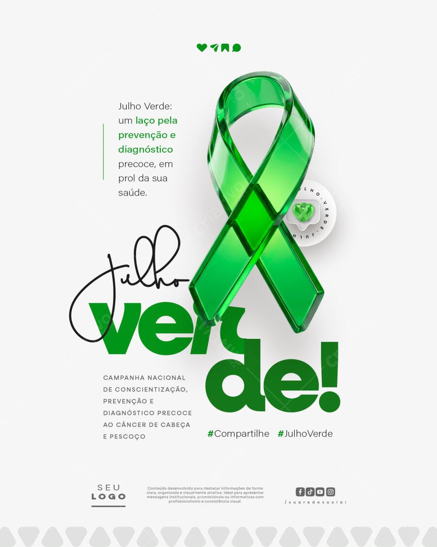 Post Instagram Julho Verde Conscientização PSD Editável
