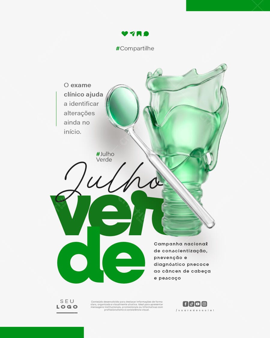 Post Instagram Julho Verde Saúde Bucal PSD Editável