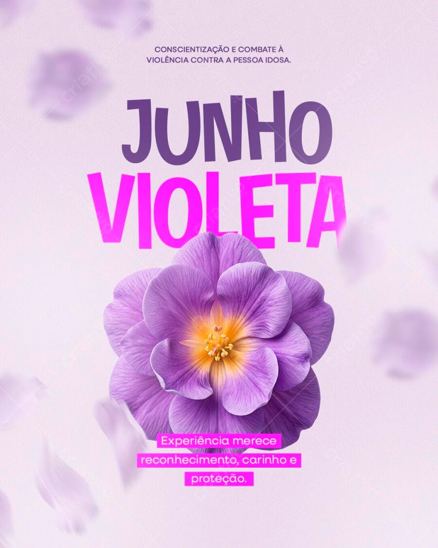 Post Instagram Junho Violeta Conscientização Idoso PSD Editável