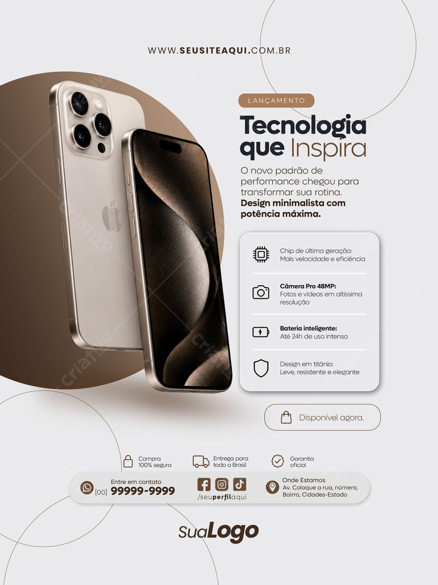 Post Instagram Lançamento Celular Tecnologia PSD Editável