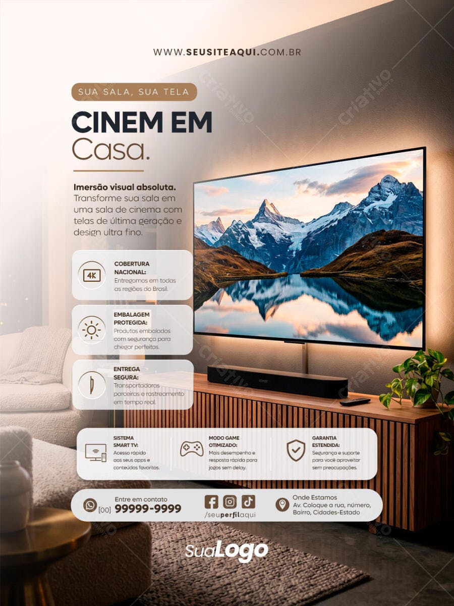Post Instagram Loja Eletrônicos TV Smart PSD Editável