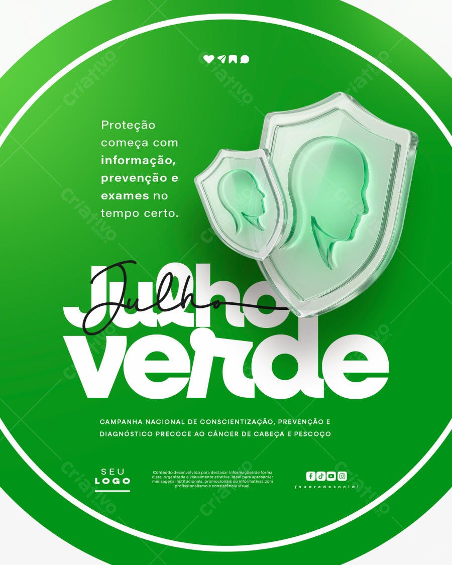 Post Julho Verde Conscientização Saúde PSD Editável