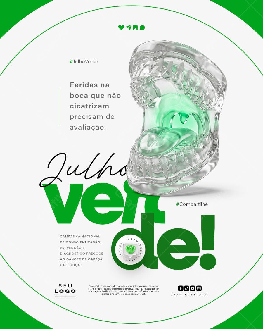 Post Julho Verde Odontologia Conscientização PSD Editável