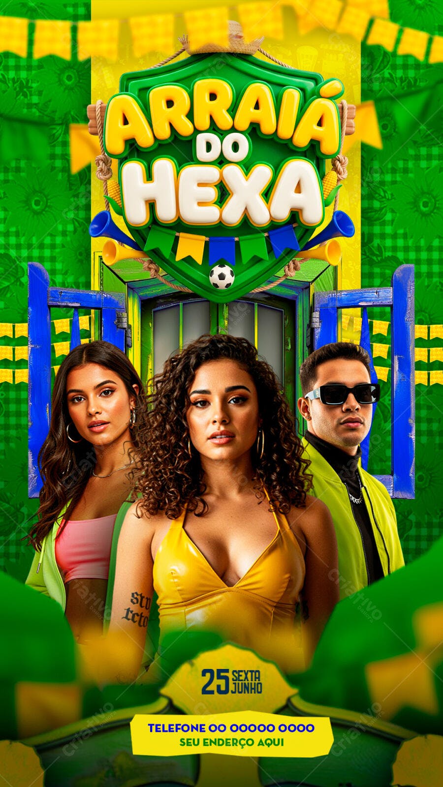 Story Instagram Arraiá do Hexa Festa Junina Junho PSD Editável