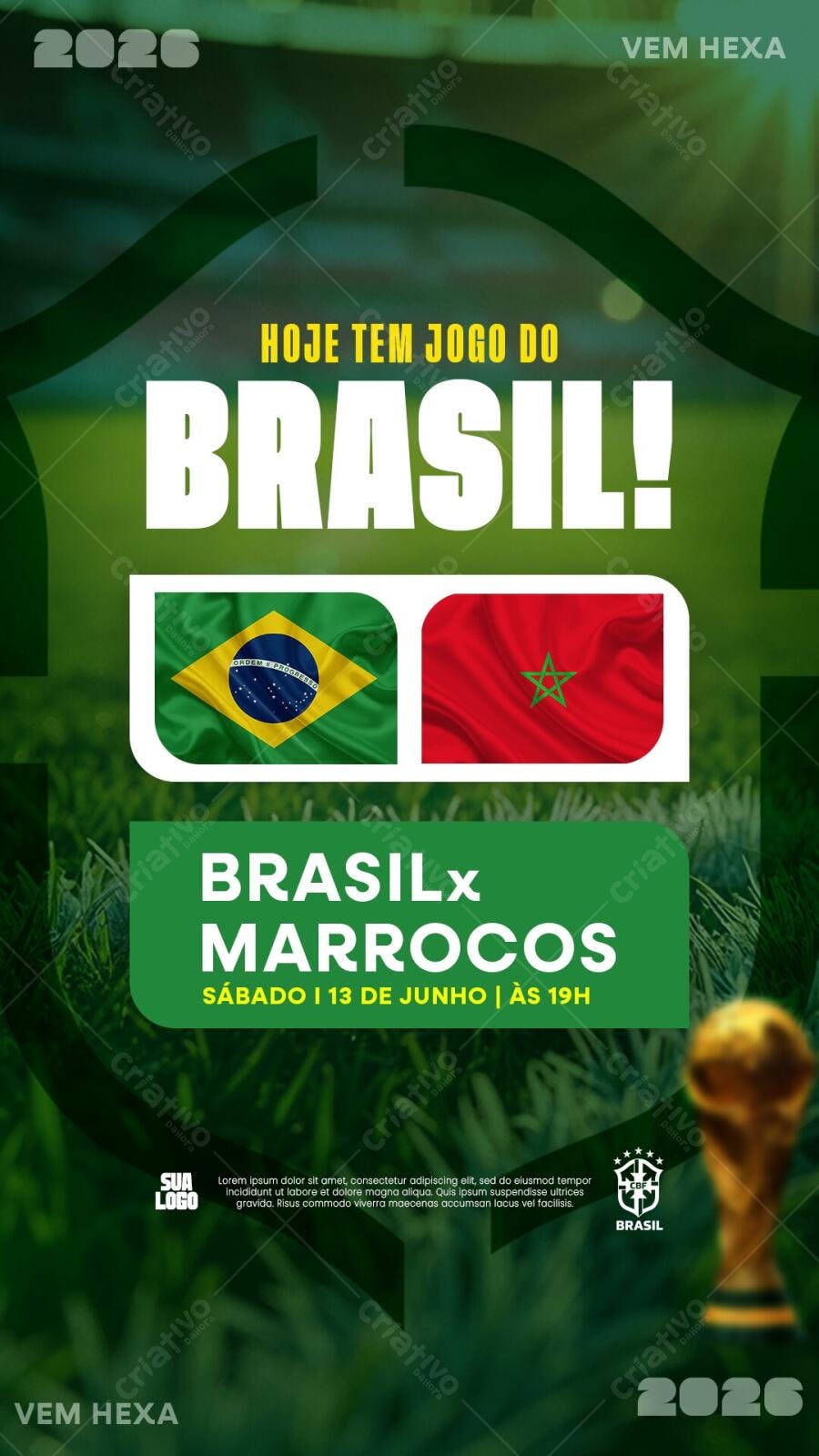 Story Instagram Jogo do Brasil Marrocos PSD Editável