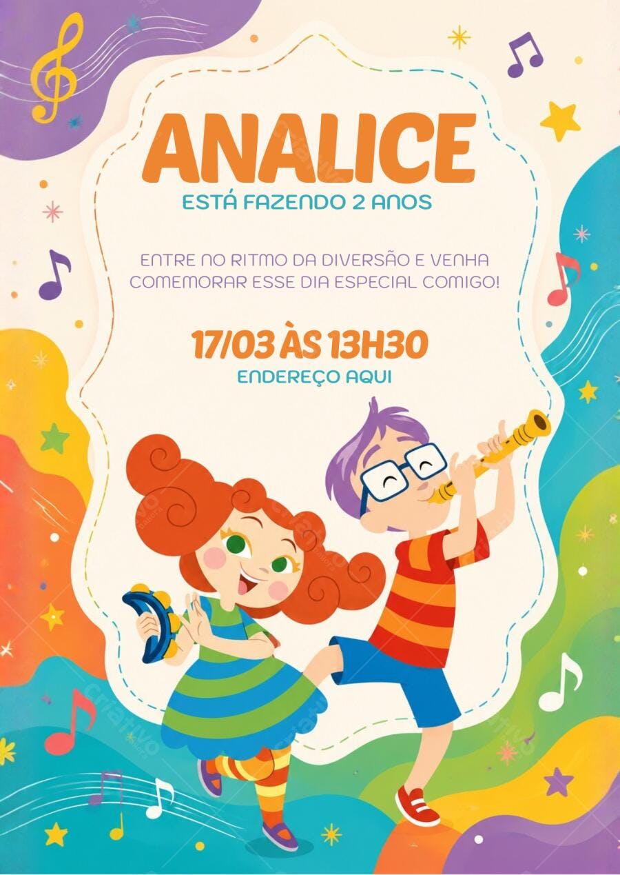 Convite Aniversário Infantil Palavra Cantada 2 Anos Editável