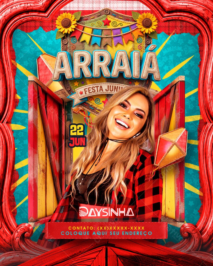 Flyer Arraiá Festa Junina Junho PSD Editável