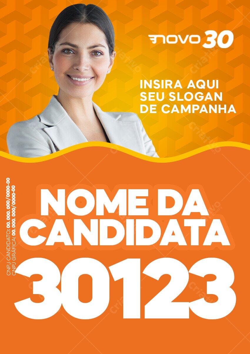 Flyer Campanha Política Candidata Laranja PSD Editável