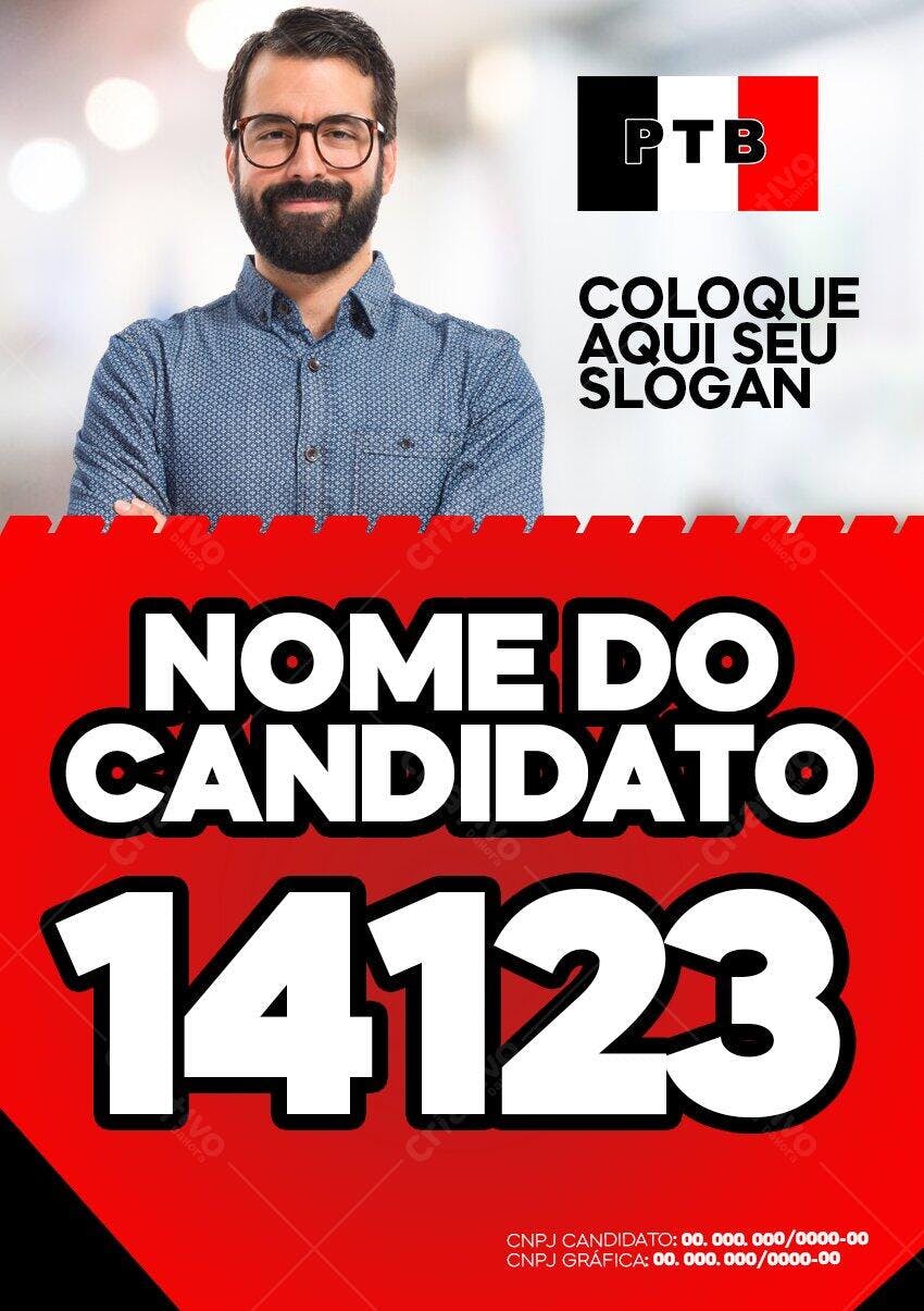 Flyer Campanha Política Eleições PTB PSD Editável