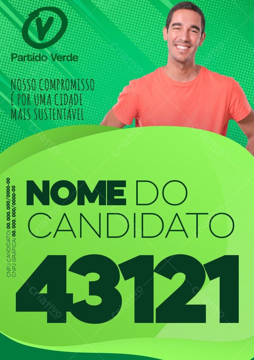 Flyer Campanha Política Partido Verde PSD Editável