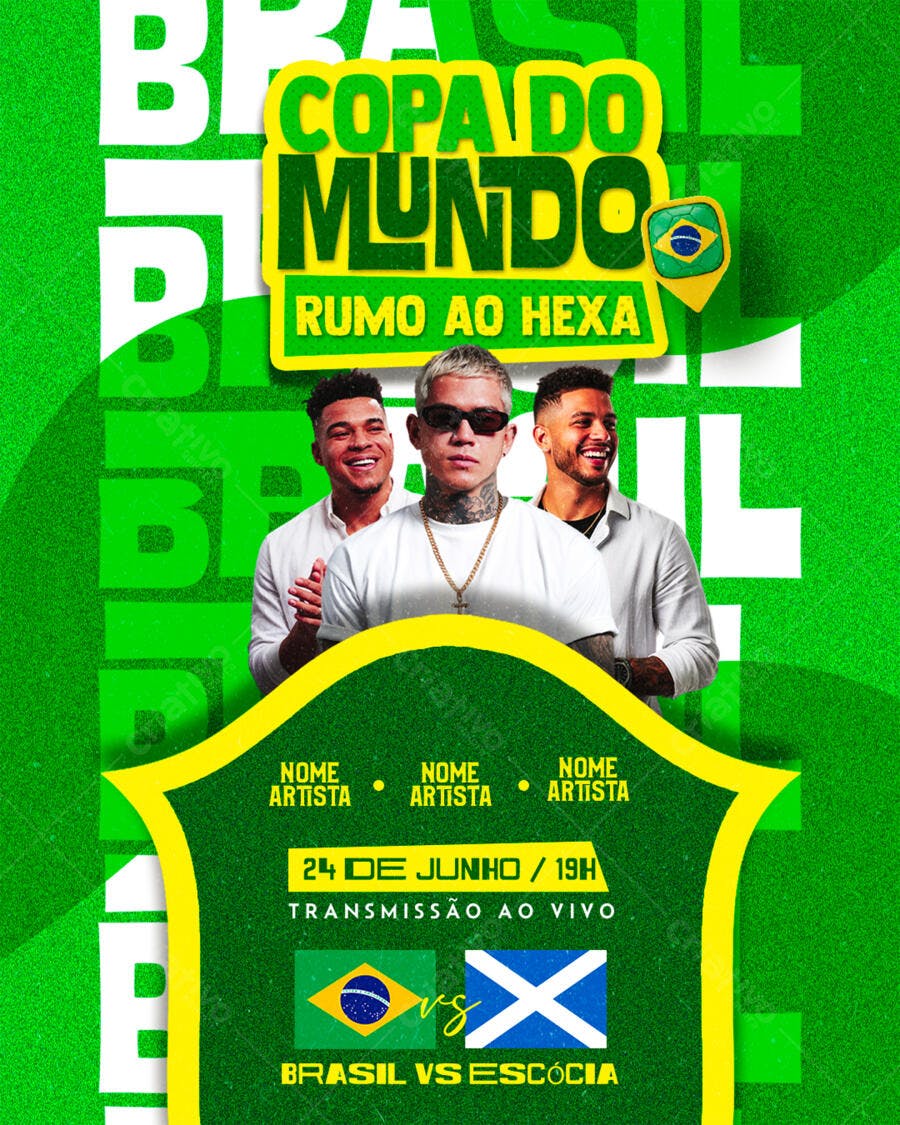 Flyer Copa do Mundo Brasil Rumo ao Hexa PSD Editável